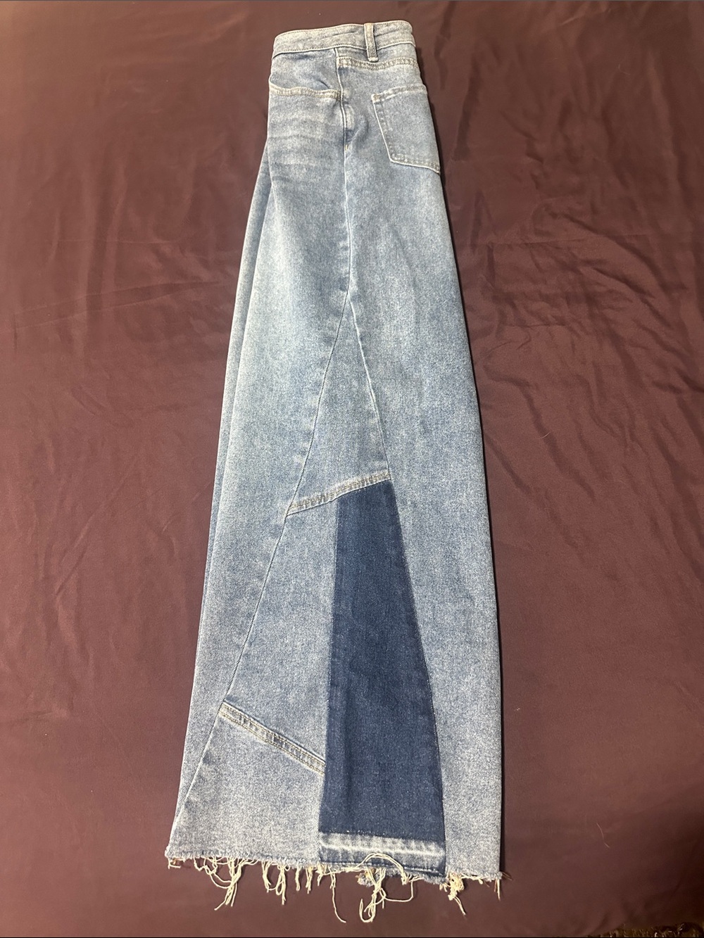 Madden Girl Two-Tone Light Blue and Dark Blue Denim Wide Leg Jeans